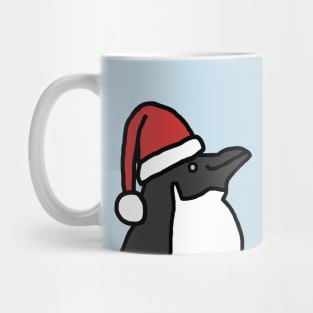 Portrait of a Christmas Penguin in Santa Hat Mug